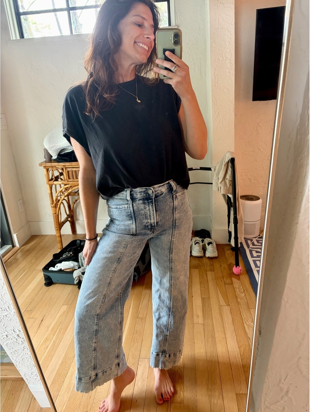 GAP High Rise Stride Ankle Jeans 25 Light Wash Wide Leg Cropped Denim - Picture 5 of 8